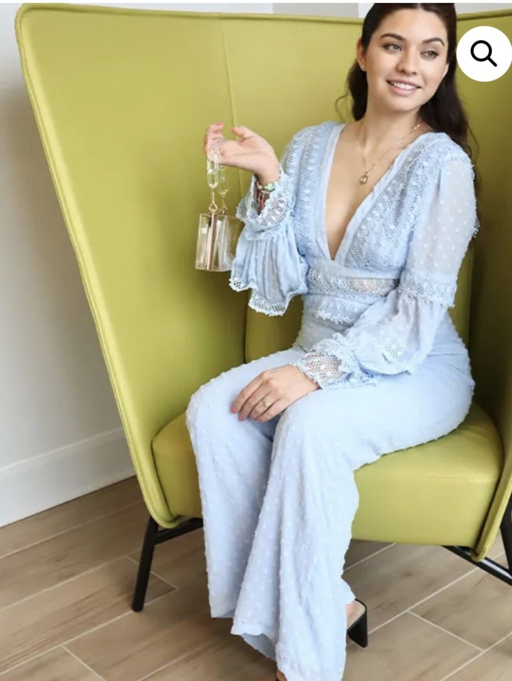 Rosevelvet Light Blue Lace Trim Jumpsuit Size S New